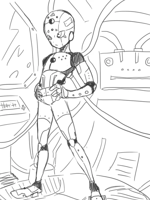 暇すぎてテキトウに筆を走らせてたら描けた
アンドロイドのラクガキです 