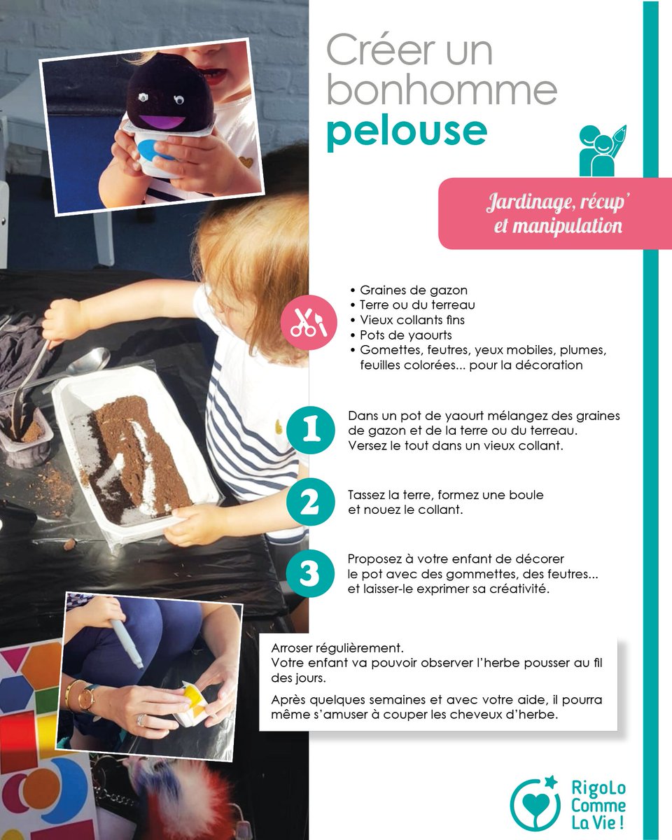 RCLV_Officiel's tweet photo. #Boiteàidées #DIY

Aujourd'hui, nous vous proposons une activité de jardinage 100% récup' et de manipulation : la création d'un "bonhomme pelouse". 
Votre enfant pourra observer l'évolution de l'herbe qui pousse au fil des jours.

#WeActForKids #Restezchezvous #DoItYourself https://t.co/8SVjXy95jq