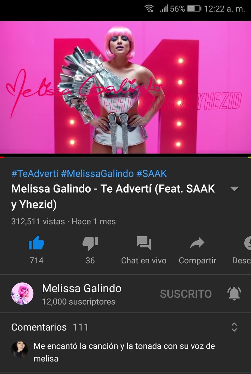 Melissaesteamor's tweet photo. Es normal que ya pasen de las 12 am y seguir escuchando #TeAdverti ? / Muchas Felicidades por esas mas de 300 mil vistas @melissagalindoo 👏👏👏 https://t.co/vUn2fr6j84