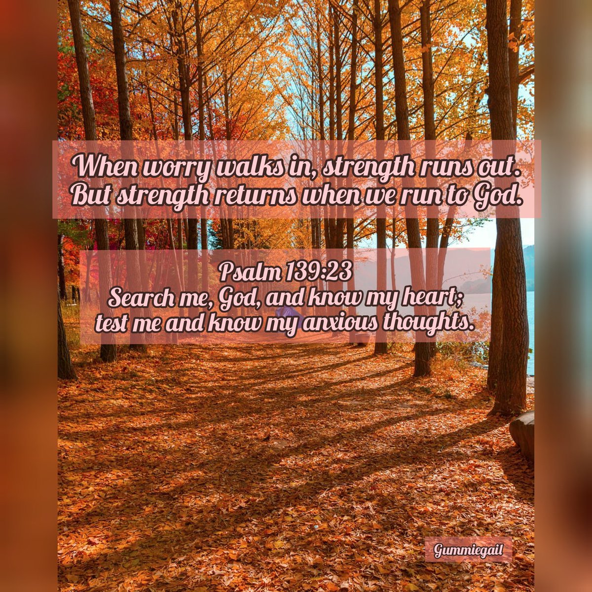 LifeVandQ's tweet photo. Reminder No.16:
When worry walks in, strength runs out. But strength returns when we run to God.

Psalm 139:23

#LifeVersesandQuotes 
#TrustJesus 
#lifeverses
#lifequotes https://t.co/tVn2TnIZDe