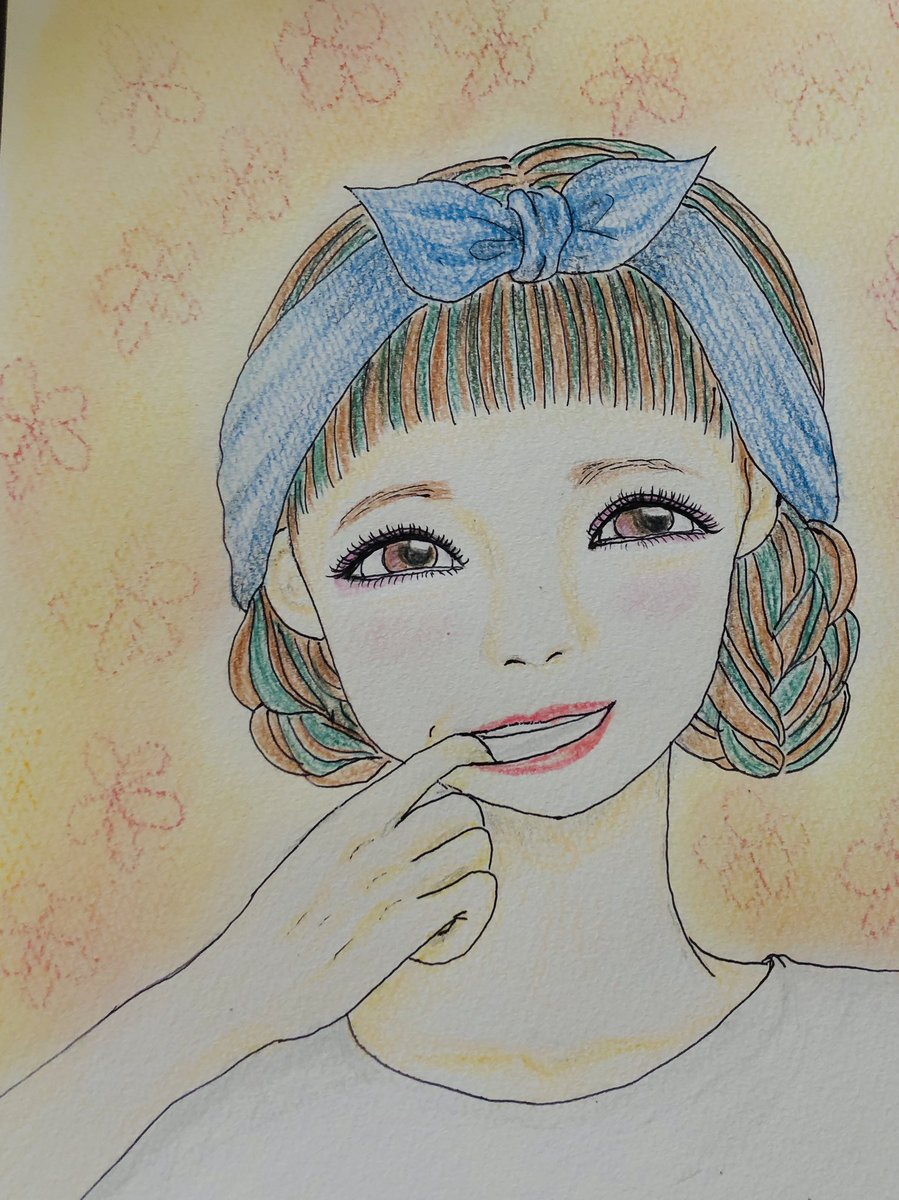 びょーん イラスト好きさんと繋がりたい 色鉛筆 女の子 かおのイラスト