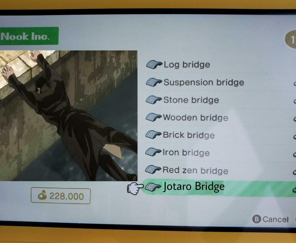 Jjba Irl I Found Jotaro Bridge In Animal Crossing T Co Pyb0rm07vp