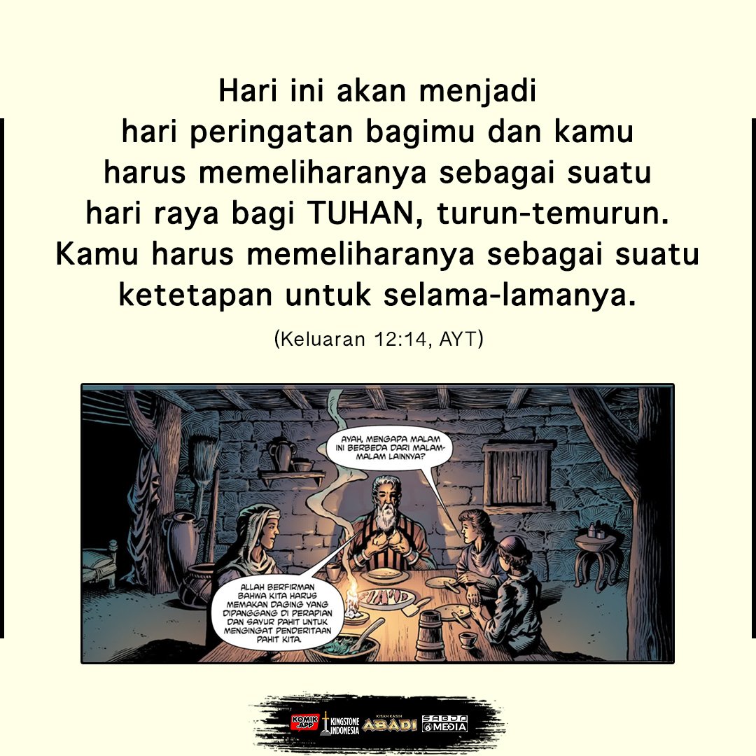 sabdakomik's tweet photo. Tentang Paskah, apa yg teman-teman ketahui? Baca Keluaran 12:14 yuk ...

Baca:
Keluaran 12:14
Komik Kisah Kasih Abadi: Musa
https://t.co/uoF9N9Cvsc

#komikalkitab
#kisahkasihabadi
#kingstonecomics
#kingstoneindonesia
#Exodus
#Musa
#Moses
#SABDAmedia
#komikAPP
#komikzone https://t.co/uCmTrPacV2