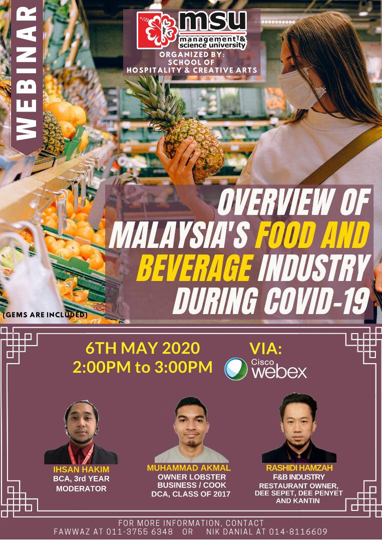 Despite of MCO, we are proudly present the Webinar series this upcoming week!! Interesting topics in the perspective of COVID19 pandemic towards hospitality industry..Check it out and join us! #MSUSHCA @MSUmalaysia @MSUmalaysiaAlum  @MohdShukriYajid