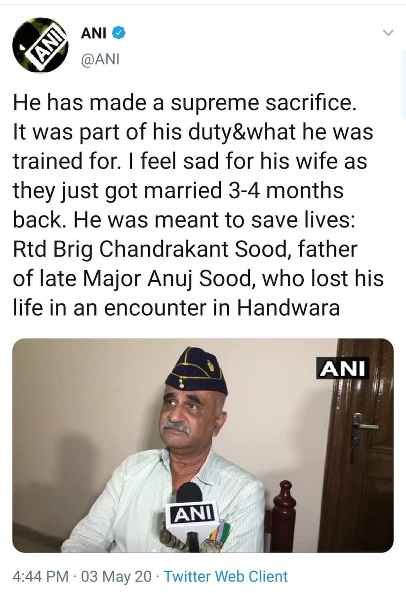 vstomarofficial's tweet photo. शेर के घर में शेर ही जन्म लेता है। 🙏
#IndianArmy #Handwara #Kashmir #majoranujsood #MajorAnujSood #MajorAnuj https://t.co/EKRDeXMqeH