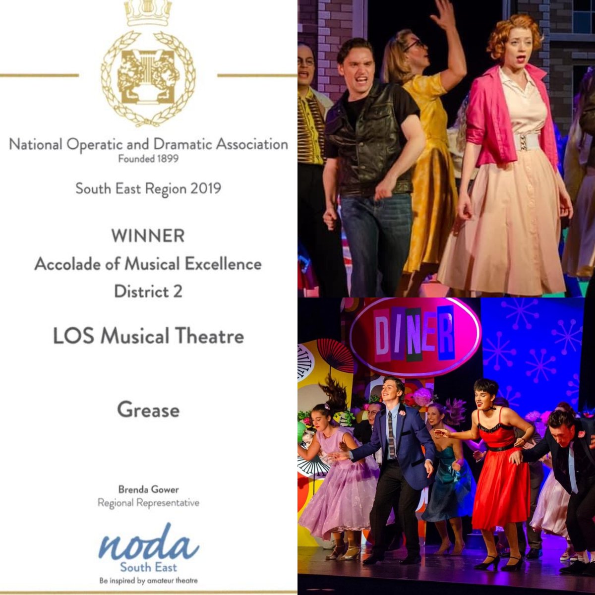 We are very pleased to report that our production of 'Grease' last year has won an award from NODA South East!