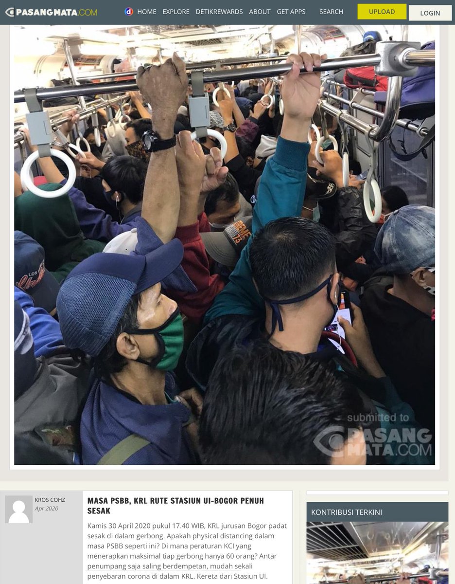 ridwankamil's tweet photo. 3 positif covid dari 325 penumpang KRL Bogor-Jakarta yg kami sampling dgn test swab PCR. Ini artinya KRL yg masih padat bisa menjadi transportasi OTG pembawa virus. PSBB bisa gagal. Sdh dilaporkan ke gugus tugas pusat &amp; kemenhub. Semoga ada respon terukur dari pihak operator KRL. https://t.co/VYsUnTL9FT