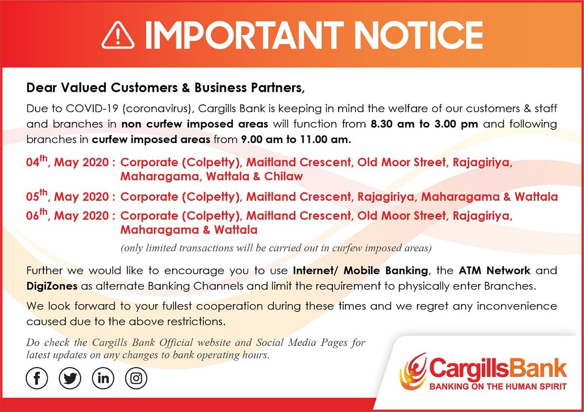 CargillsBank's tweet photo. Important Notice https://t.co/eI8IlthiGi
