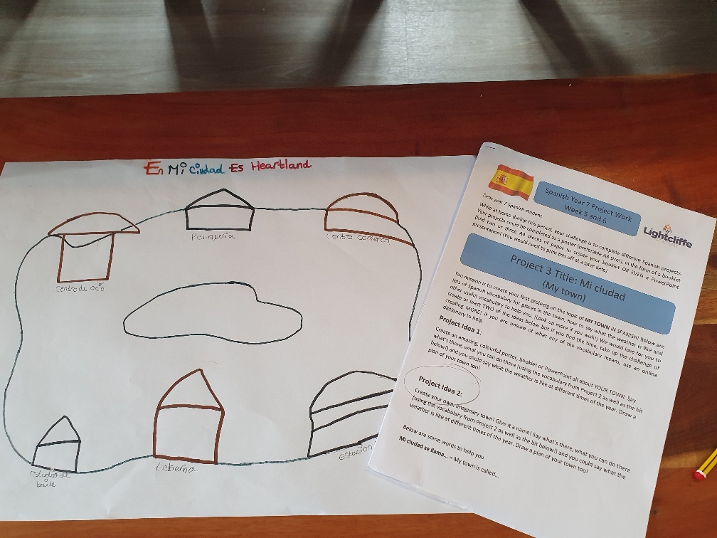languages_la's tweet photo. This amazing Spanish Project -My town- "Mi ciudad" was completed by Isobel Holgate in Year 7. She has connected two subjects in one piece of work! Well done! 🌟🇪🇸 @LightcliffeArt https://t.co/fYcmVU0vW5