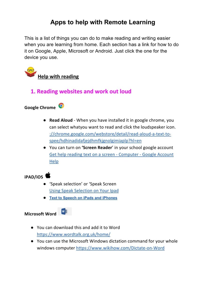 LSenco's tweet image. Some apps to support students at home with a variety of needs.