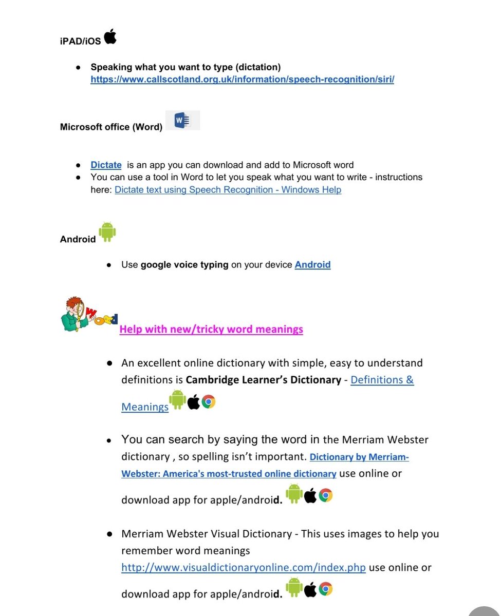 LSenco's tweet image. Some apps to support students at home with a variety of needs.