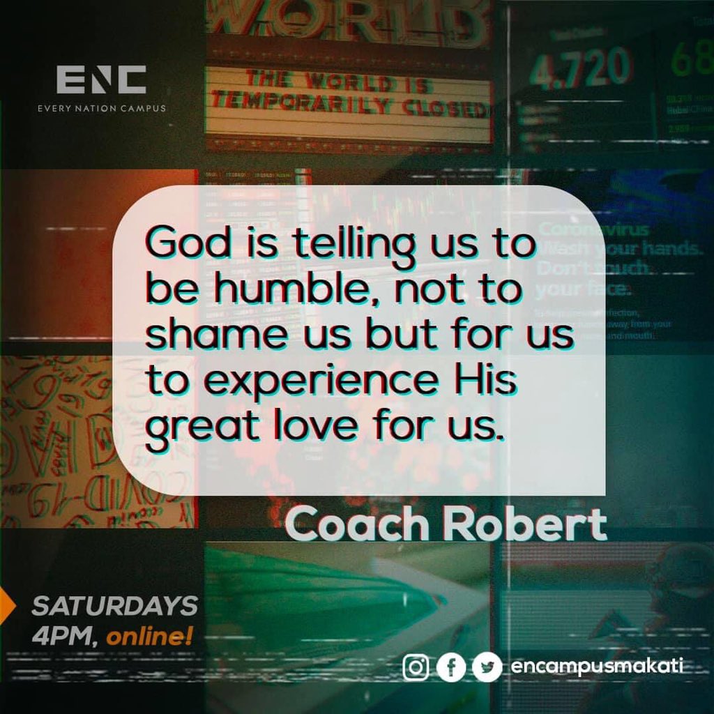 encampusmakati's tweet photo. Capping off the week 2 with some of our highlights yesterday on our YOUTH SERVICE ONLINE! Thank you for joining us virtually as one family kahapon. Next week ulit huh! Same time, day and page.
SATURDAY, 4PM โโ
ONLINE VIA FB๐ฒ
#Turn714
#ENCMakati
#CommunityNotCancelled https://t.co/PvF6dXsXNY