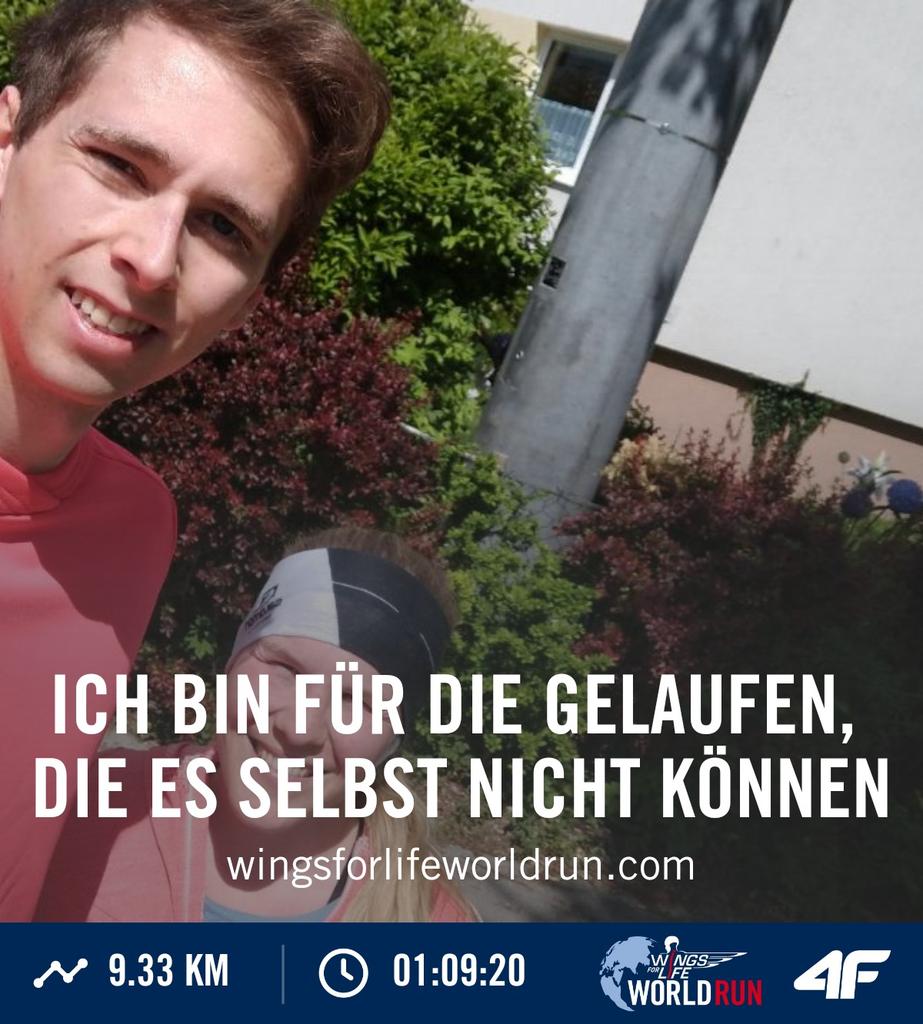 Ich bin gerade 9.33 km  beim Wings for Life World Run 2020 gelaufen. #WingsforLife #WorldRun #apprun