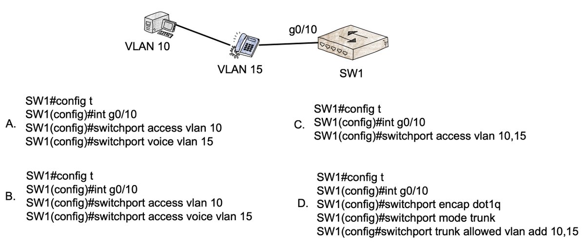 theronniewong's tweet photo. The #SimpleDiagrams shows our connections. How do we configure data and voice plan on Cisco switch SW2’s GigabitEthernet0/10?
#ITProTV #CCNA #200-301 https://t.co/JENwsPVxiK