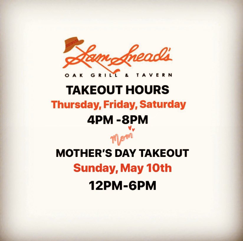 kingswood_park's tweet photo. Sam Snead’s THANKS YOU for all your support!!  It’s a new way of doing business but we are so excited to be able to serve you again❤️ 
We will also be offering Takeout on #MothersDay from 12-6pm #supportfredlocal #nb @Kingswood_Lodge @Kingswood_Golf https://t.co/JLdK1FWU0l