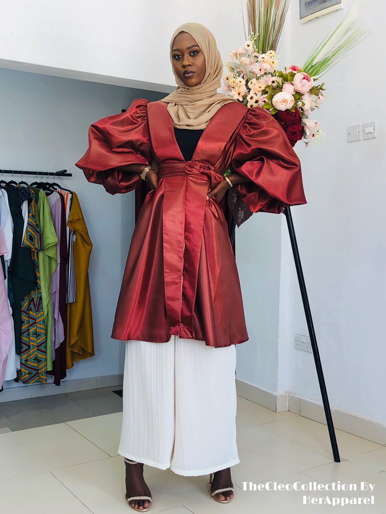 HerApparel_'s tweet photo. Meet DIJA, a glamorous satin cover-up ensembled with pleated chiffon palazzo pants.

#TheCleoCollectionByHerApparel 
#GetWrappedUp #Hijab
#Modesty #gambianmade 
#ChooseHerApparel #capes #hijabstyle https://t.co/exHW10wDG0