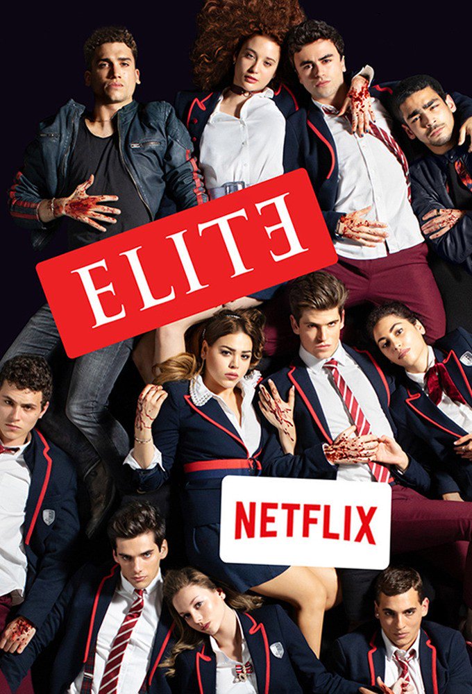 • Elite •(Netflix | Crime, Drama, Thriller | 2018— | 3 seasons—)Misteri kematian seorang siswi di sekolah swasta elite di Spanyol. Pemain di series ini semuanya cakep-cakep bikin betah nonton.