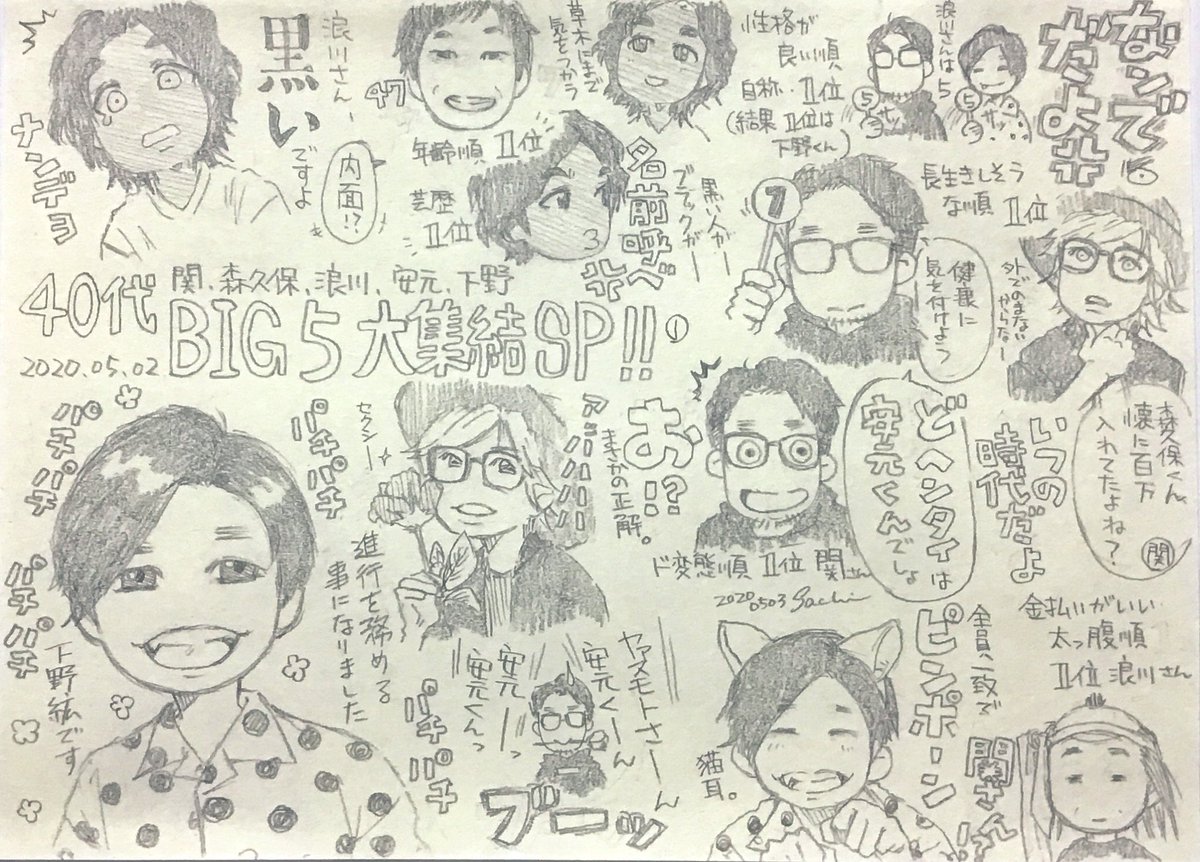 さち On Twitter Big５と夜あそび その１ キャラの濃い40代が揃うと そこにはカオスが生まれるんですね 腹筋が疲れるほど笑える90分をありがとうございますっ Big5と夜あそび 声優と夜あそび2020 声優とおうちで夜あそび 関智一 森久保祥太郎 浪川大輔 安