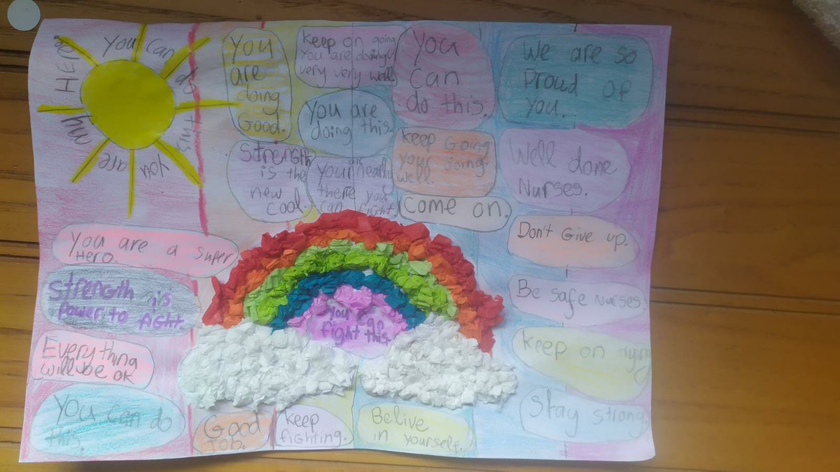 stcolmanscloyne's tweet photo. Caoimhe (2nd) made this poster for the staff Covid ICU 
@CUH_Cork where her mom works. It hangs it in the coffee room &amp; staff love to see it when on break from #PPEGear, Everyone in the unit were delighted with the thoughtful poster!  
Draw your Hero #Frontlineheroes @HSELive https://t.co/ZkKusaiii8