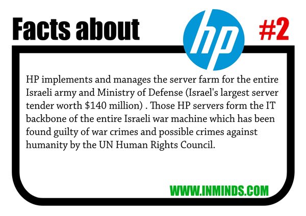 BenJamminMac5's tweet photo. @HP If you’re going to impose yourself on my twitter feed you could at least stop supplying the tech at check points, in prisons where children are being held prisoner and generally supporting an oppressive, racist regime #BDS #StopHP #israeliApartheid https://t.co/wDWsv7CWJW