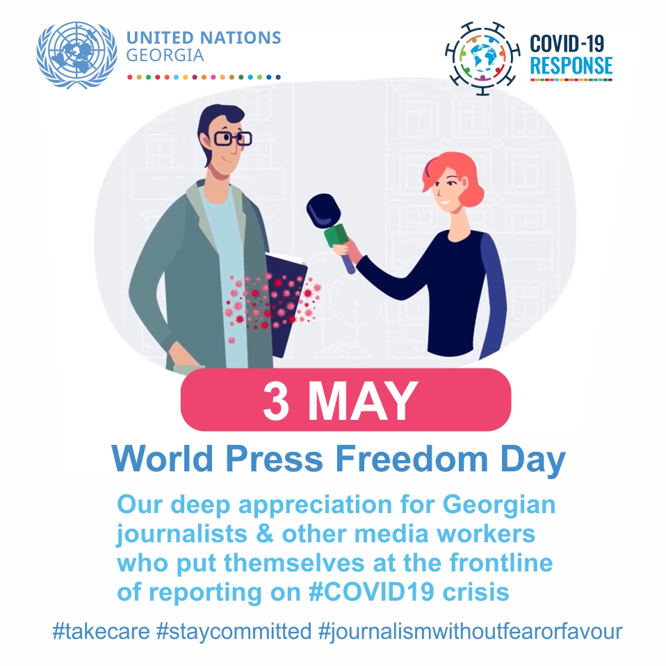 ungeorgia's tweet photo. On this #WorldPressFreedomDay we share our deep appreciation for Georgian journalists &amp; other media workers who put themselves at the frontline of reporting on #COVID19 crisis. 

#takecare #staycommitted #journalismwithoutfearorfavour https://t.co/Sp6E9owteu
