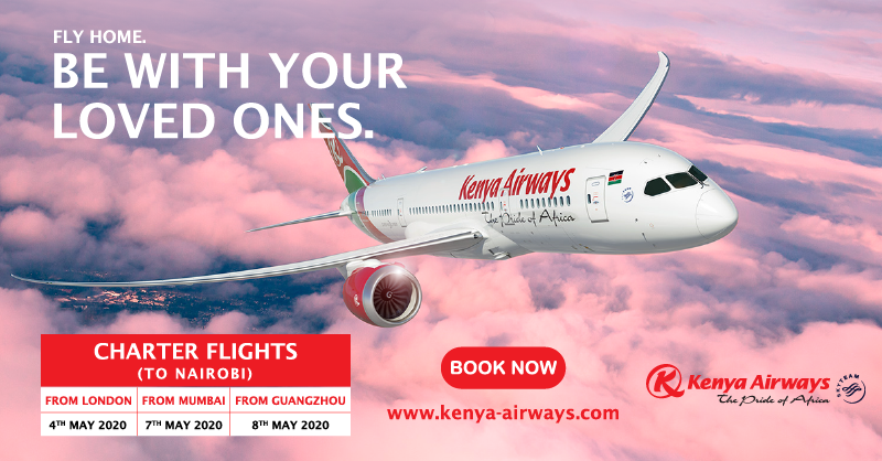 KenyaAirways's tweet photo. REMINDER: Fly home with Kenya Airways on a special repatriation flight from London to Nairobi on May 4th. Only Kenyan Citizens w/ COVID-19 test results will board. So excited to welcome you home! Visit https://t.co/prAhdZfXNS. For queries email: ukmedical@kenya-airways.com https://t.co/MQbahZjI4K