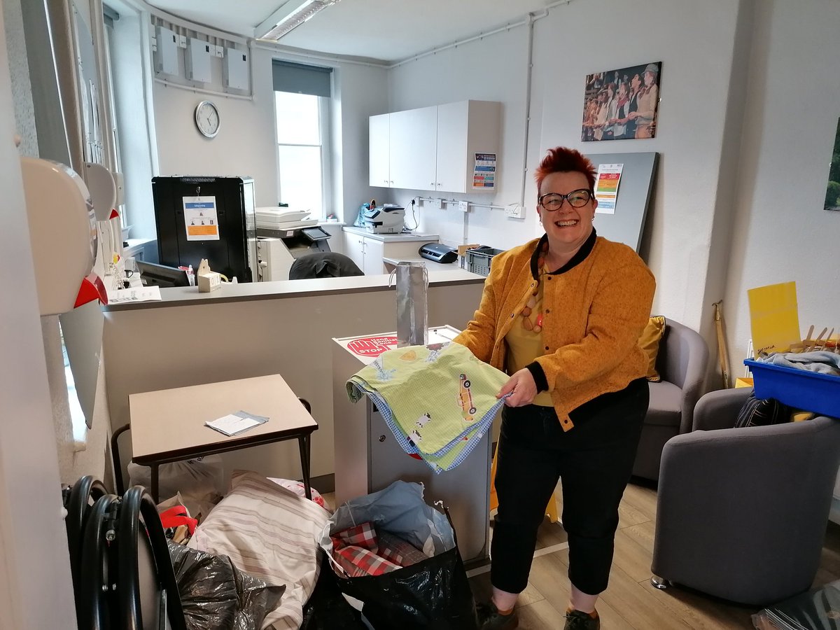 CollegiateSB's tweet photo. Mrs Parry was delighted to collect donations of material for the scrubs bags project. Thanks to all in the @colstonsschool community for your donations.
#timetogetsewing https://t.co/wd9UnOGmI0