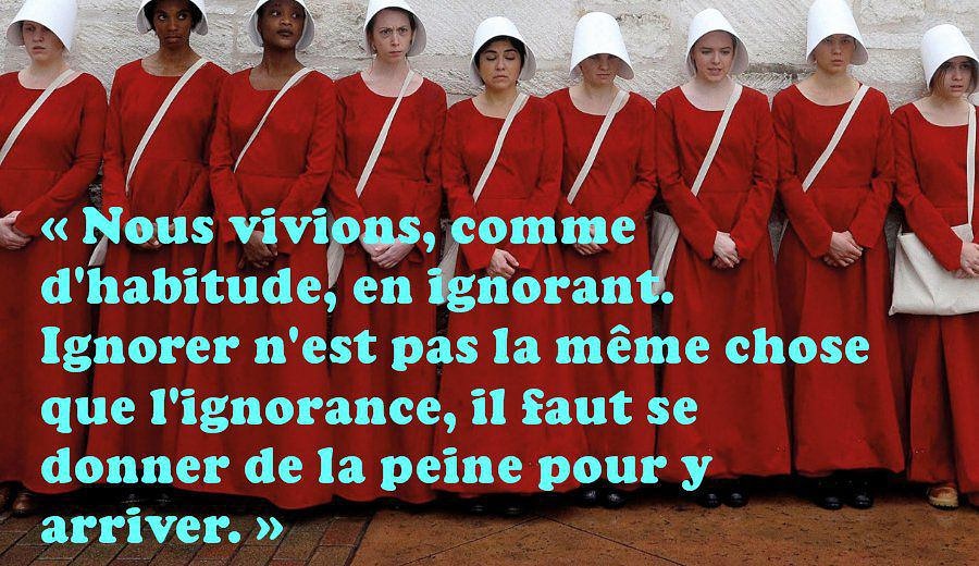 EmmaNYTimes's tweet photo. « Un monde meilleur, ce n'est pas un monde meilleur pour tous. Cela veut forcément dire qu'il sera pire pour certains. » Cette phrase glaçante est issue de #TheHandmaidsTale - La Servante écarlate.
#MakeGileadFakeAgain #Blessedbethefight @MargaretAtwood https://t.co/ljlNYWfM6R