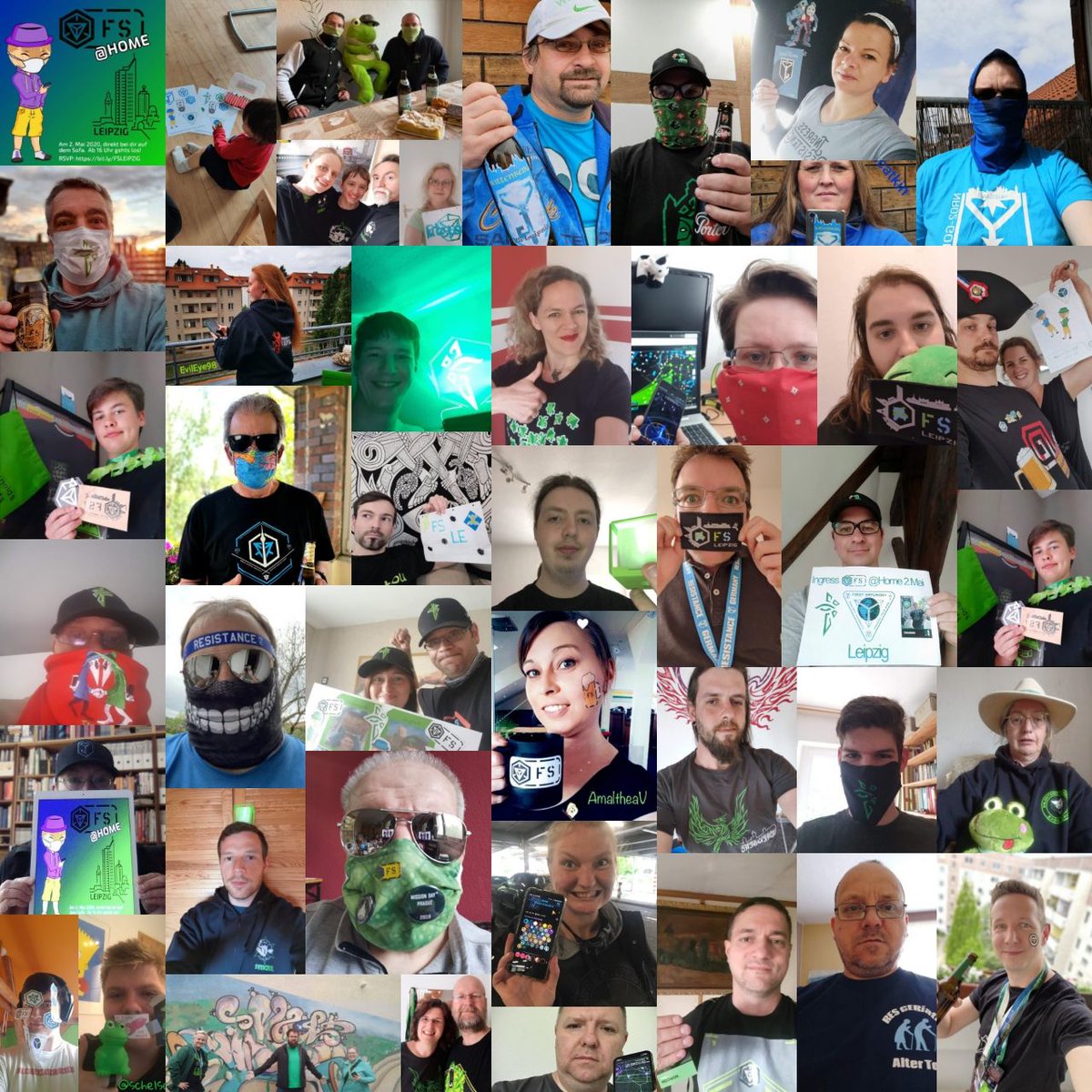 AlecCale's tweet photo. Our #IngressFS group photo, so many agents from all corners of Germany participated in this crazy chaotic event.
#FSatHome #StayHome #IngressPrime #Niantic #Craftersguild #IngressLeipzig #Leipzig https://t.co/mADroTdEdd