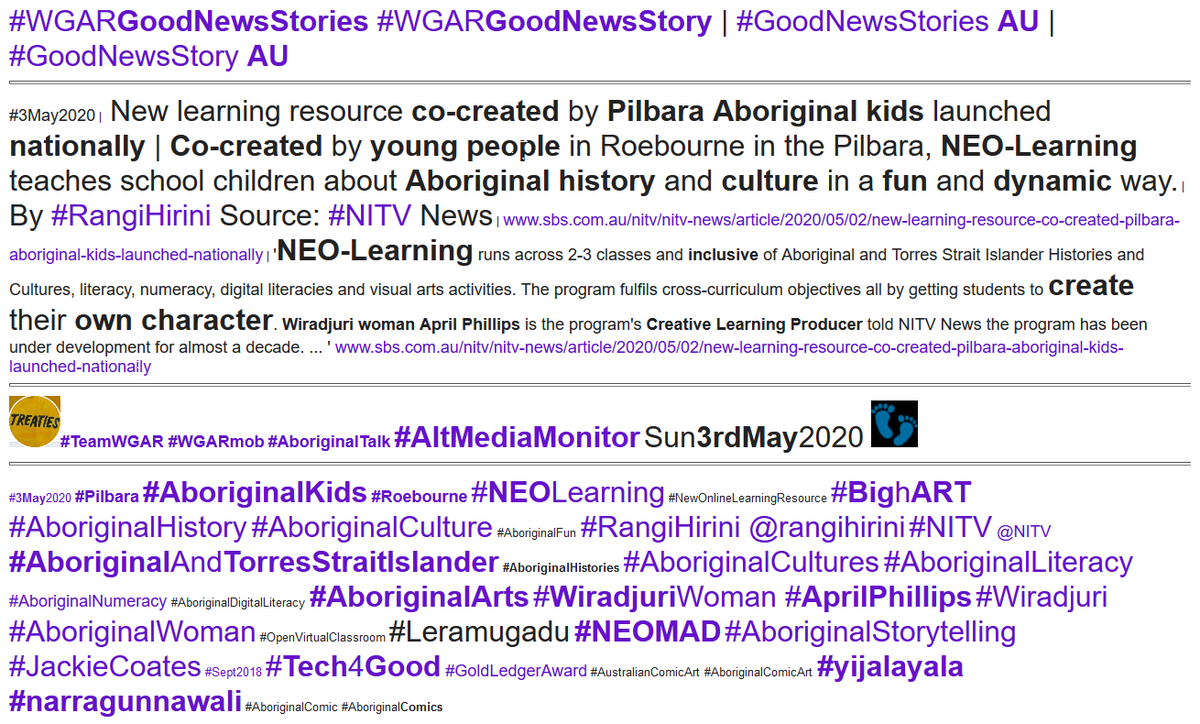 WgarNews's tweet photo. #NEOLearning #NewOnlineLearningResource #CoCreated by #Pilbara #AboriginalKids https://t.co/WFf6UVMWyO | #BighART #Leramugadu #NEOMAD #yijalayala #narragunnawali #WGARGoodNewsStories #AboriginalFun #AboriginalHistory #AboriginalCulture #RangiHirini #NITV https://t.co/M8kLlnCQsK https://t.co/ivDAAoS9jv