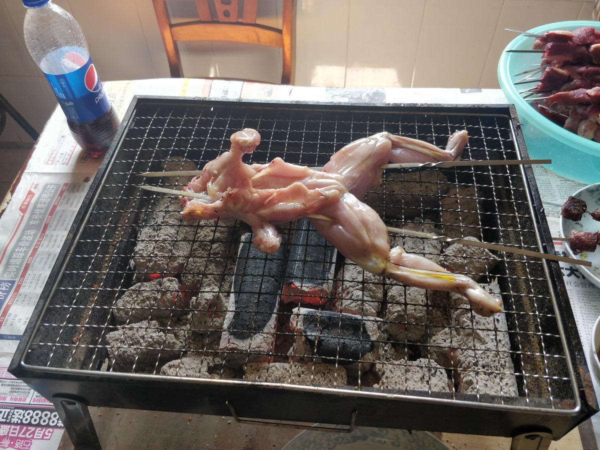 vance0714's tweet photo. BBQ！还有生蚝！看到那个牛蛙了吗？！！！我真的很讨厌吃牛蛙。🤢而且这个好像一个人！我的朋友觉得看起来很美味🤔🙄🙄🙄我不相信！我不吃！

中国苏州今天35℃ 这样的大热天吃室内烧烤！😂😂是需要勇气的 我的朋友很辛苦感谢他！ #BBQ #Dinner  #supper  ありがとうございました!! https://t.co/yfKczLnfDK