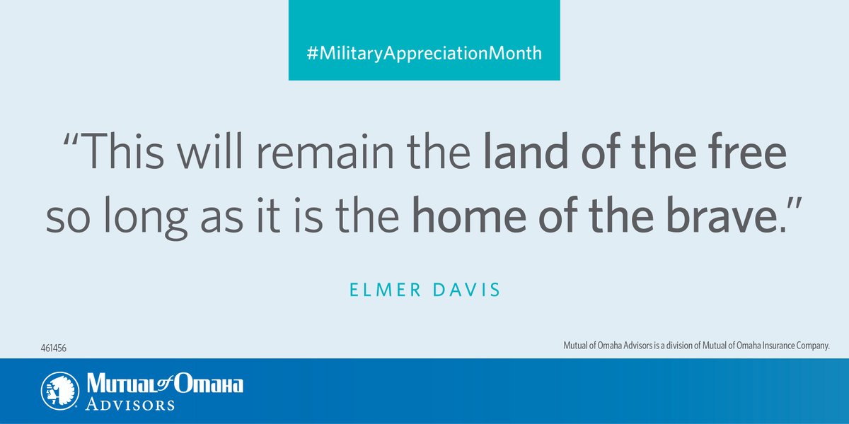 SuzanneKatz5's tweet photo. "This will remain the land of the free so long as it is the home of the brave." -- Elmer Davis #MilitaryAppreciationMonth https://t.co/FLnJYmuOaG