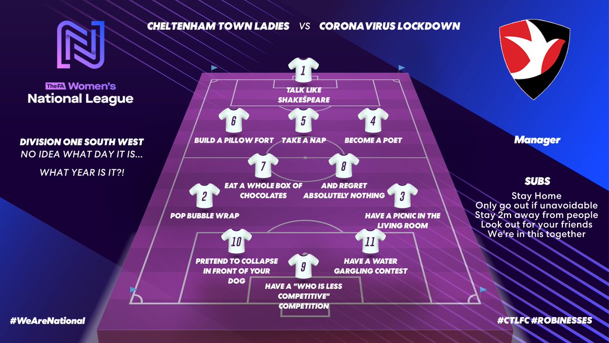 CTWomenFC's tweet photo. 🏡 Just a few more ideas if you’re stuck at home.

We rather like the sound of 7 and 8.... what about you? 
#CTLFC #CTFC #CTFCLadies  #SupportTheNHS #Covid19 #Coronavirus #StayAtHome #StayHomeStaySafe  #Cheltenham #CheltenhamTown #CheltenhamTownLadies #Gloucestershire https://t.co/uxsmgmwE8H