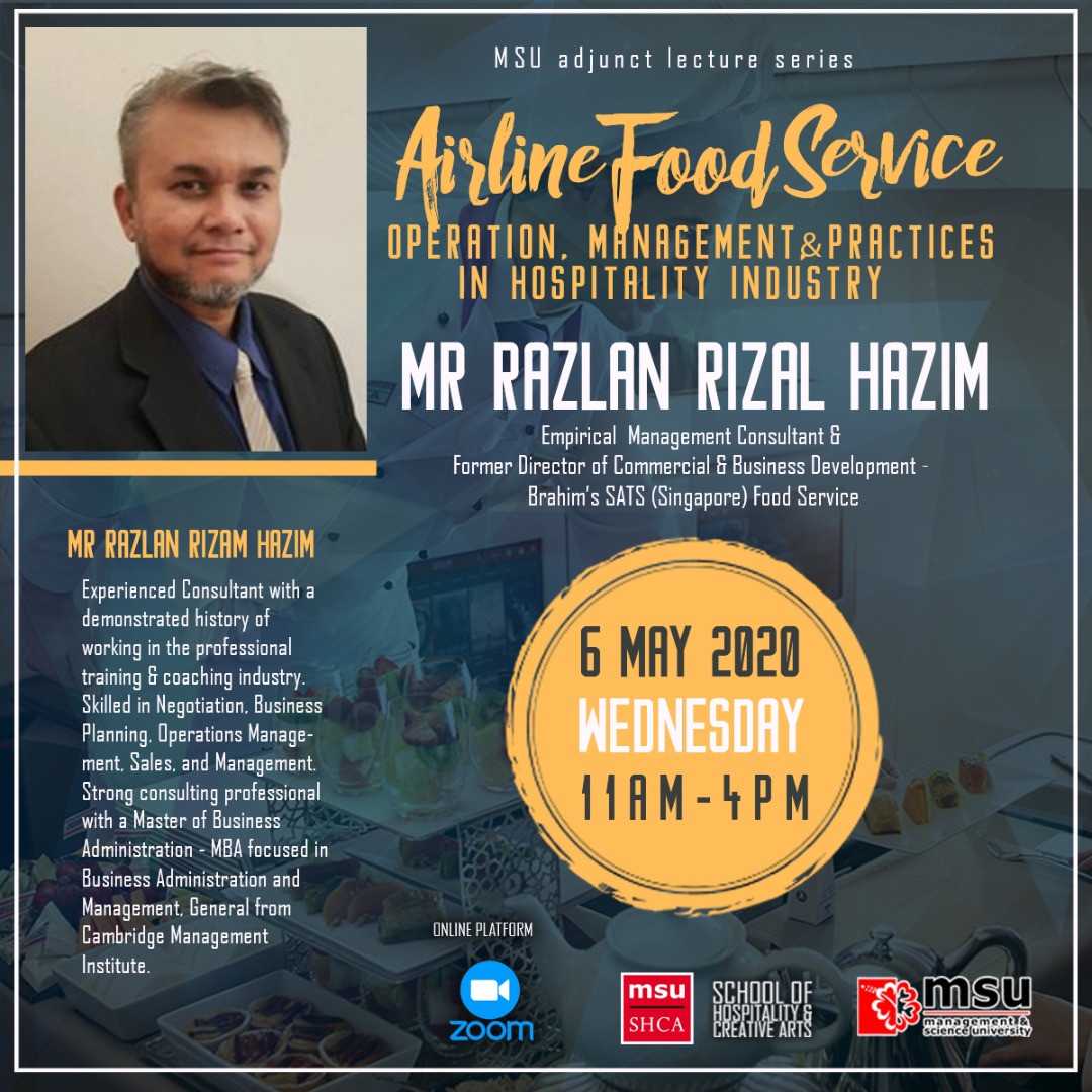 Not to forget our Adjunct Lecture Series next week!! TQ to all industry players who are willing to share their time and expertise with the stds #MSUSHCA @MSUmalaysia @MohdShukriYajid