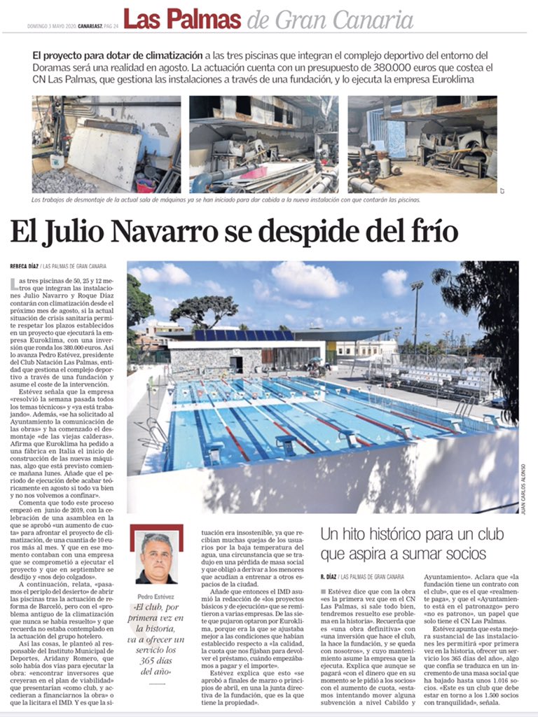 imd_lpgc's tweet photo. #INSTALACIONES | Las tres piscinas que integran las instalaciones Julio Navarro y Roque Diaz contarán con climatización a partir del mes de agosto, siempre que la actual situación permita cumplir con los plazos establecidos. https://t.co/O2bN1q5uC2