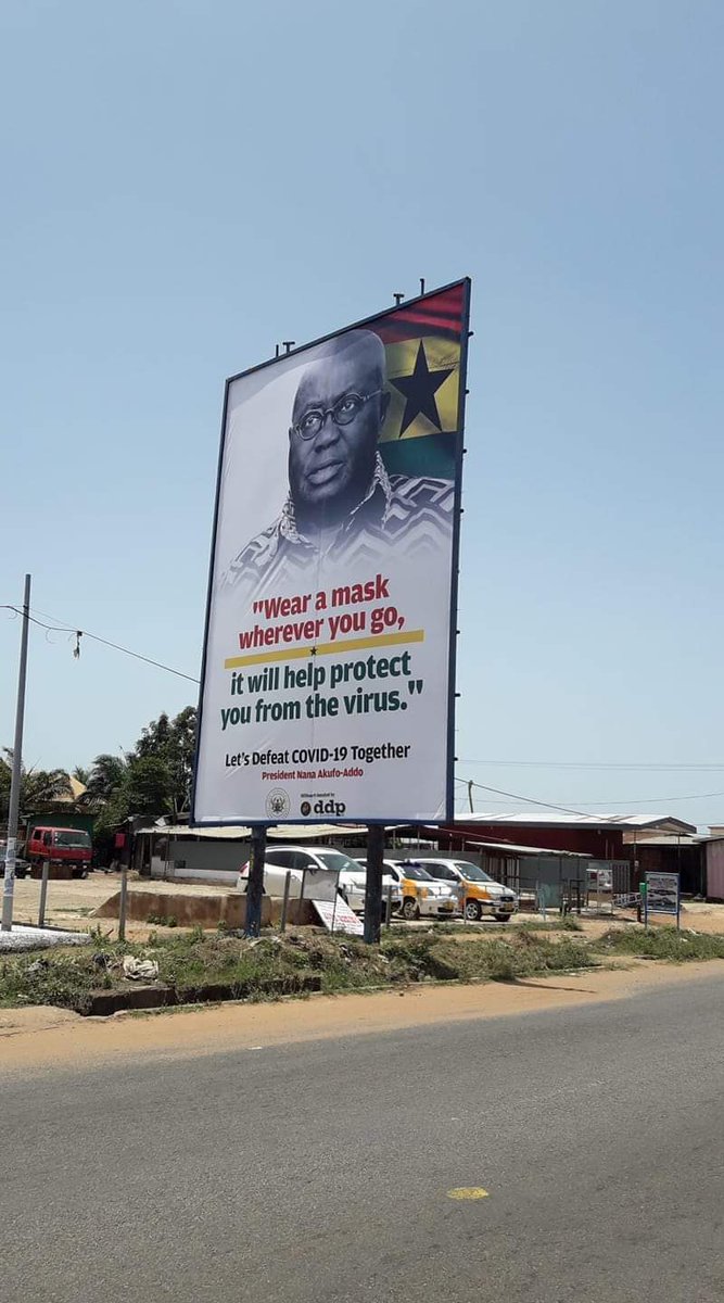 Akufo-Addo has NEVER led by example.

How can you erect these huge billboards asking us to wear mask and you are NOT in one yourself ?

Obviously, it is his FACE they want us to see not the ad about the mask. 😂🤣

Desperation has set in..