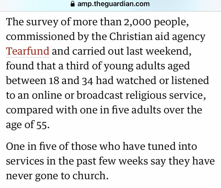 A third of British young adults are tuning into online services. 
✅ This is a time of spiritual hunger. 
✅ The church is alive. 
✅ This is a time to be good news!