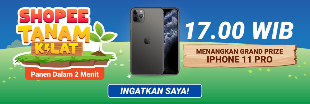 RT tweet ini kalau kamu mau dapetin GRAND PRIZE IPHONE 11 PRO di Shopee Tanam Kilat! 😍 Langsung aja pasang reminder di 👉 shopee.co.id/m/shopeengabub…. Jangan lupa tonton Shopee Ngabuburit HARI INI jam 17.00 WIB LIVE di MNC TV! #ShopeeID #ShopeeDariRumah