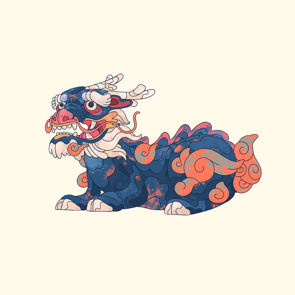 幻獣シリーズ 大虎 鵺 麒麟 奇妙で可愛いステッカー作ったので5 4日からセット 山中智郎のイラスト