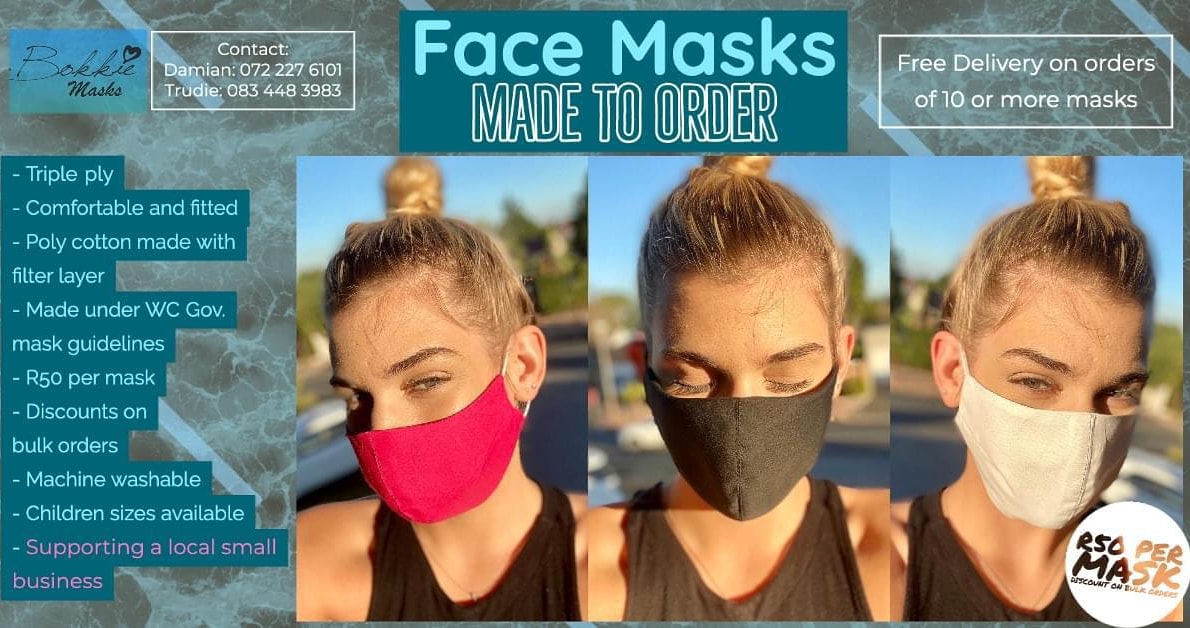 HesterGunter's tweet photo. My sister is making these #facemasks She's based in Cape Town. This is currently her only income, so if you can, please support her. https://t.co/wRFstwGqzo