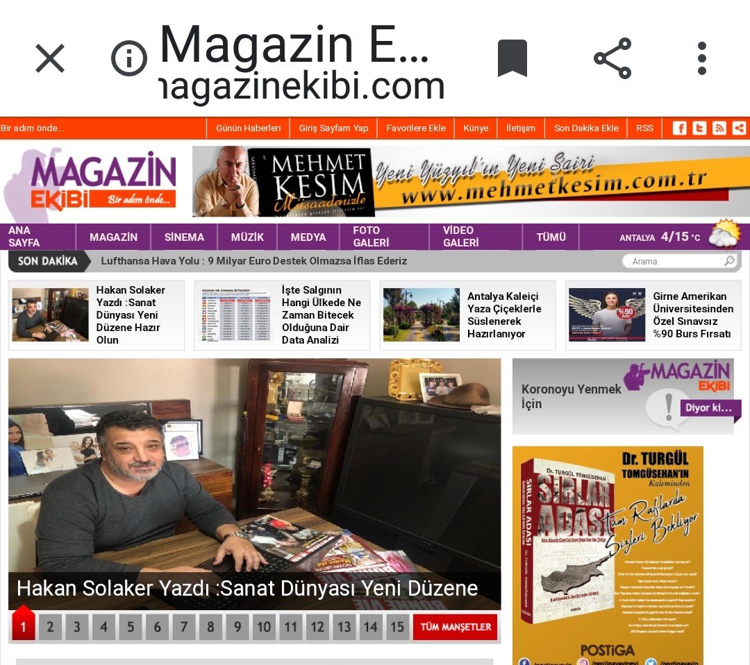 İYİ PAZARLAR SEVGİLİ DOSTLARIM...
Yeni köşe yazım...
‘SANAT DÜNYASI YENİ DÜZENE HAZIR OLUN’...
magazinekibi.com <a href="/2/">A 2-loop</a>.sayfaofficial @seyhansoylu @solmazyeni_ @magazinkolik_com <a href="/magazinperdesi/">Magazin Perdesi</a> <a href="/magazingastesi/">Magazin Gastesi</a> @temizmagazincom <a href="/bilalozbilge/">Bilal ÖZBİLGE</a> @serenserengil <a href="/bircanbalii/">Bircan Bali</a> ⁦