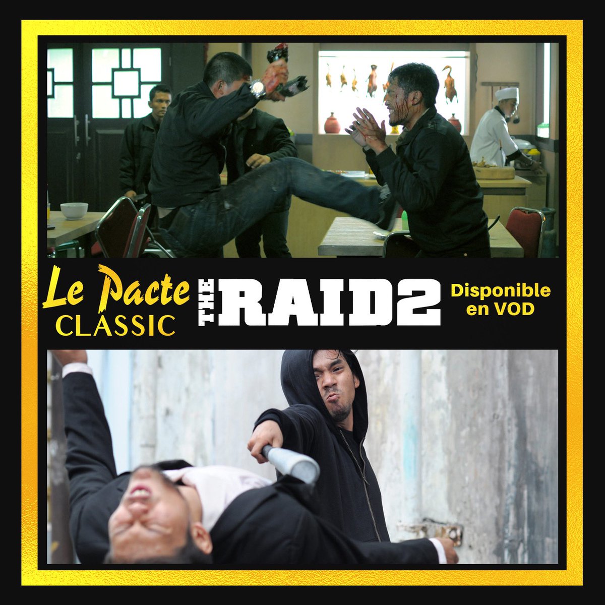 JOUR 49.Peut-être le meilleur film d'action de la dernière décennie,  #TheRaid2 est parfait pour faire du sport depuis son canapé : on vous met au défi de reproduire les actions des personnages en les mimant  #LePacteClassic  #ConfinementJour47En VOD   https://bit.ly/LP_TheRaid2 