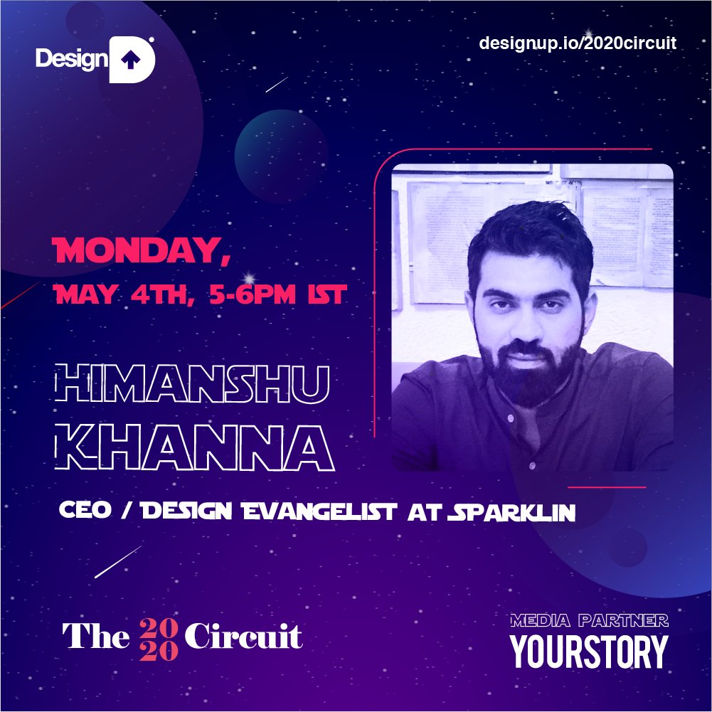DesignUpConf's tweet photo. Gaze into near and far-far futures with @SparklinGuy, Founder &amp; CEO, Sparklin, for the next episode in the #DesignUp2020 #Circuit Just 1 day to go, register now > https://t.co/7J8zrScpBa May 4, Mon 5-6 pm IST

#maythefourthbewithyou #notawebinar #designmeetup #designupcircuit https://t.co/fIj0z9Qzrd