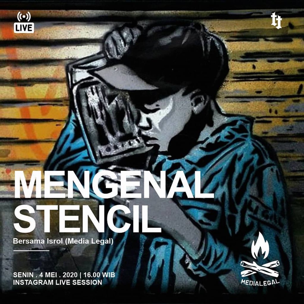 tshirttokoh's tweet photo. Live besok senin di IG #tshirttokoh bareng mas Isrol #medialegal membahas stencil. Yeah! Rayakan pertemanan! https://t.co/ipRiGB7bHI