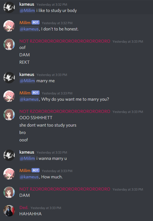 KureijiUnit's tweet photo. What happens when multiple people want to hit on a bot?
Well... https://t.co/YNUNAlijTo