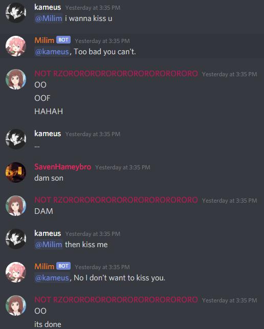 KureijiUnit's tweet photo. What happens when multiple people want to hit on a bot?
Well... https://t.co/YNUNAlijTo