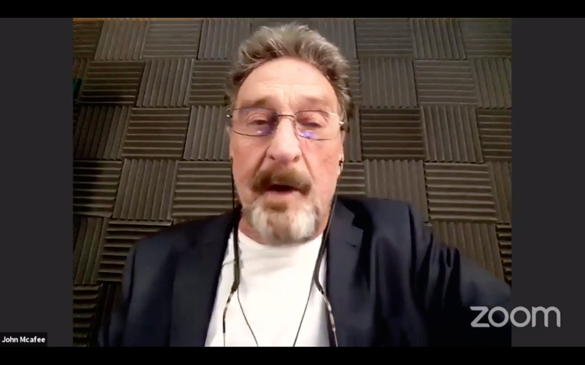 4jorge's tweet photo. Keynote Fireside chat 
@officialmcafee #VirtualBlockchainWeek #CryptoConference  #VBW2020, #CryptoExchange #Bitcoin, #cryptocurrencies  #BTC,  @badcrypto @joelcomm @erincell @teedubya #Bitcoin
 #Blockchain https://t.co/E4FXHdTwTZ
