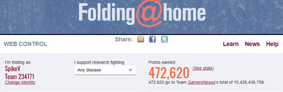 SpikeV14's tweet photo. Reached my first goal for @foldingathome last night 👍

... wanted to cover the first 6 digits of the total @GamersNexus team score !!! 😃 https://t.co/zh6q6q9odu