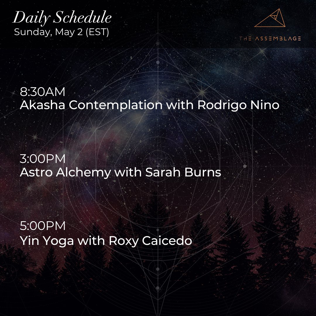 AssemblageNYC's tweet photo. Close out your week with a mindfulness practice. Enjoy today's free programming to help you wind down for the week.
#theassemblage #mindfulness #meditation #yoga #selfcare #spiritual #consciousness https://t.co/LciH1bwIZR