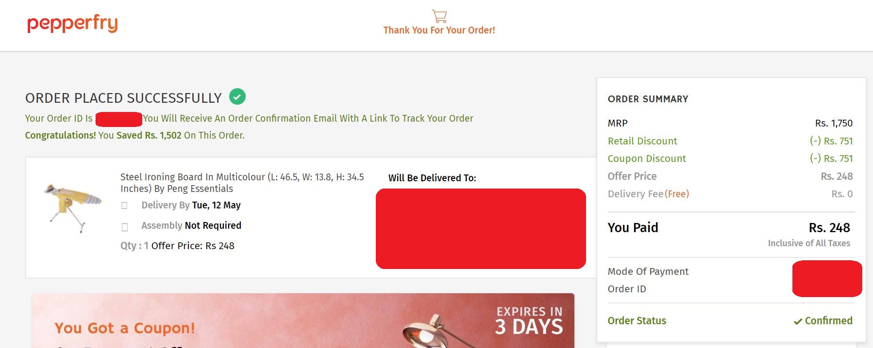 Pepperfry new user offer sale